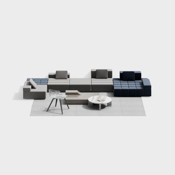 Versatile Modular Sofa Set 3D model for Contemporary Interiors