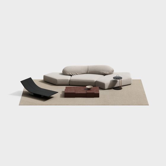 Urban Living Room 3D model for Creative Projects