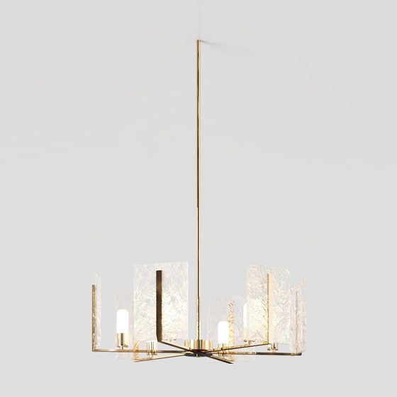 Light Luxury Crystal Chandelier 3D Model in Golden