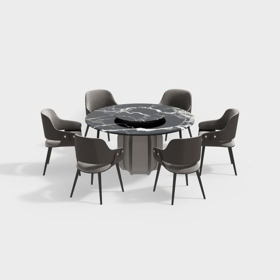 Urban Living Room Dining Table and Chair Set 3D model
