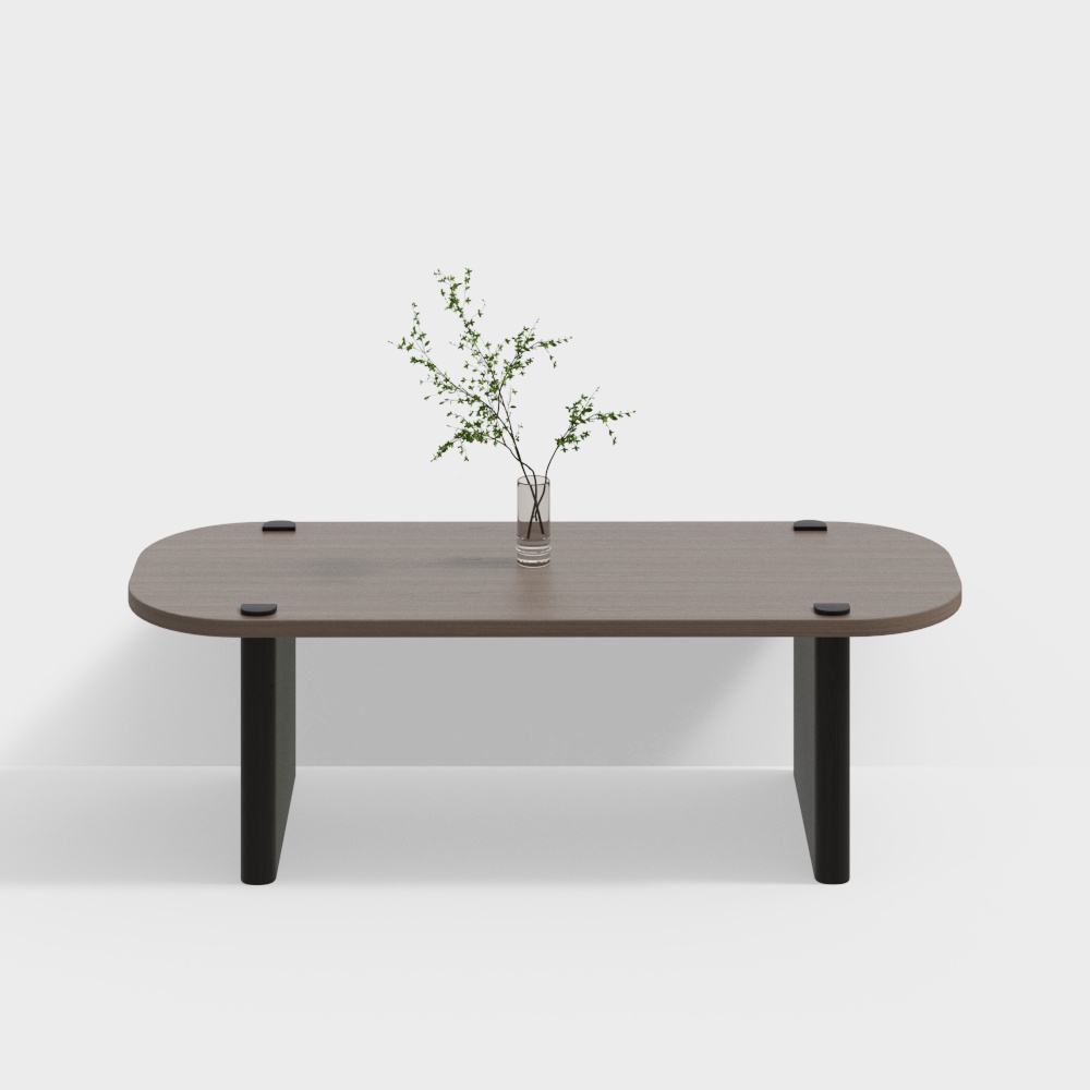 Sleek Low-Poly Coffee Table 3D Model with Wood and Metal