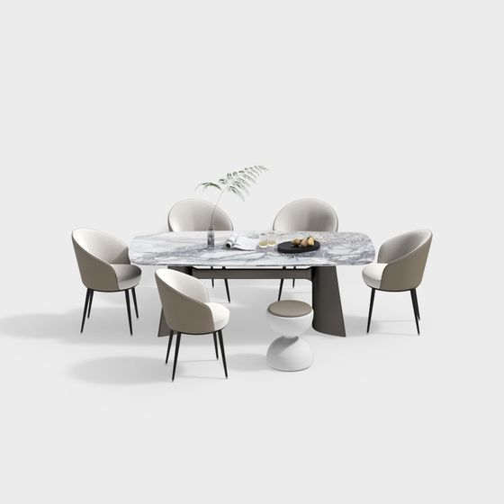 Urban Living Room Dining Table and Chair Set 3D model