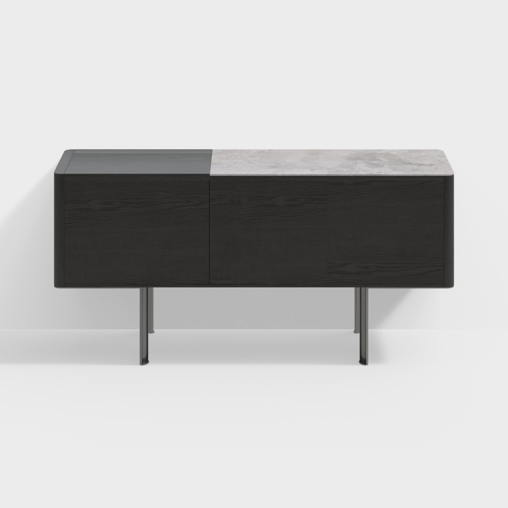 Urban Storage Cabinet 3D Model – Low-Poly Wood & Marble