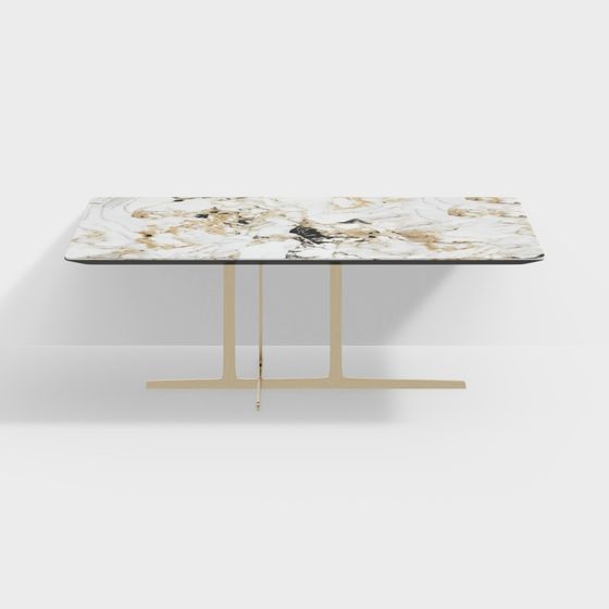 Stylish Marble Dining Table 3D model for Contemporary Spaces