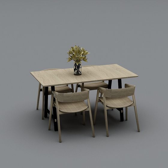 Modern Minimalist Table and Chairs 3D model
