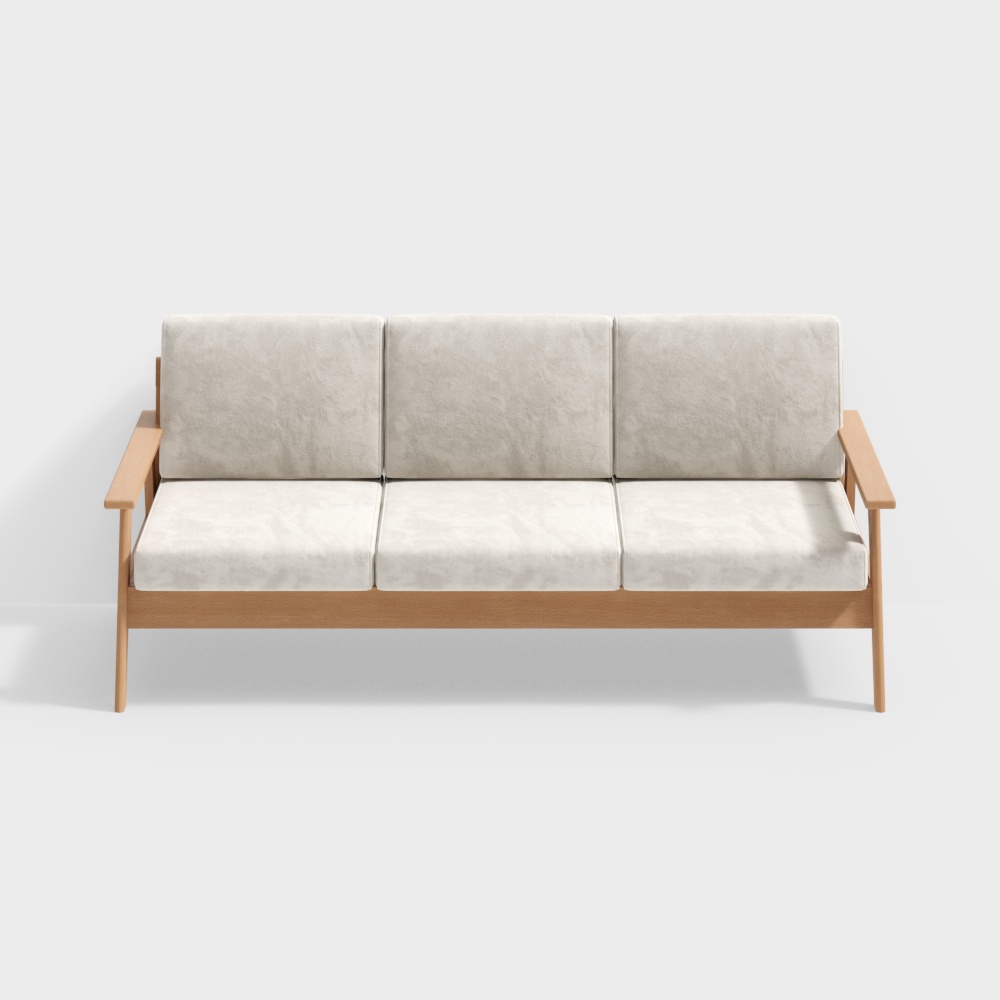 Sofa ba chỗ ngồi Qiaomu le yu - ne150 - sofa vải gỗ rắn