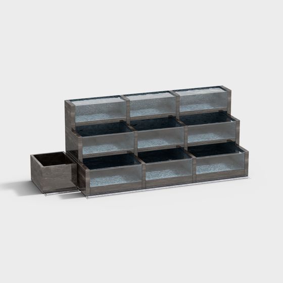 Sleek Glass Display Cabinet 3D model