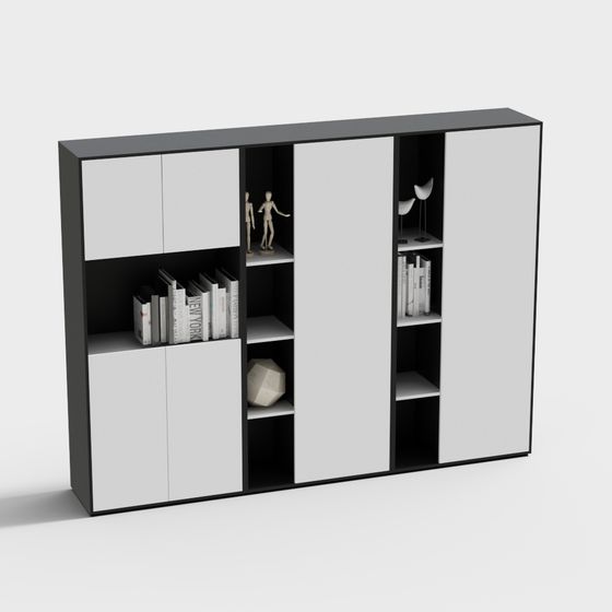 Black Euro-Bench Filing Cabinet 3D Model for Office Storage