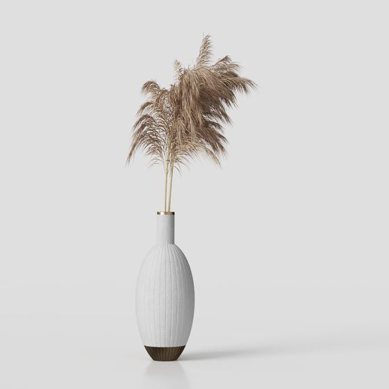 Elegant Vase with Hay 3D model