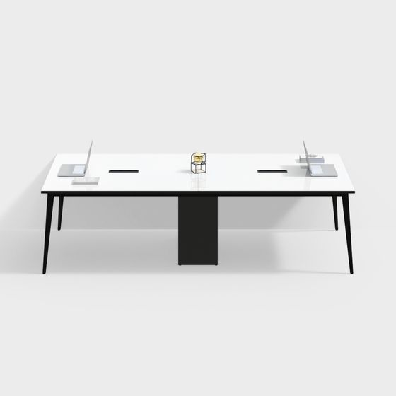 Modern Minimalist Double Office Desk 3D model