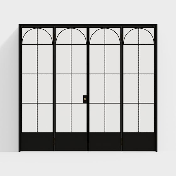 Modern Black Folding Glass Door 3D Model