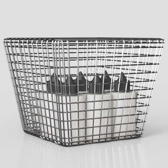 Stylish Metal Grid Storage Basket 3D model