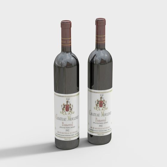 Château Moulinet Pomerol Wine Bottle 3D model