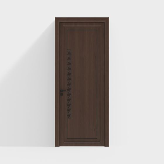 Elegant Low-Poly Wooden Door 3D model