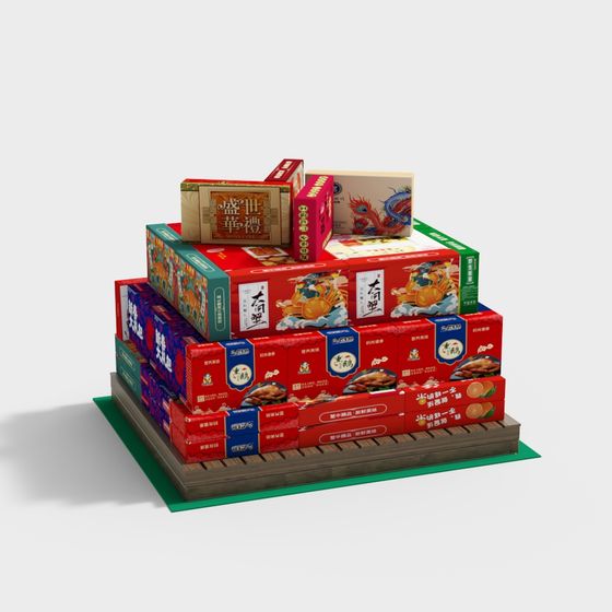 Festive Stacked Gift Boxes Low-Poly 3D model