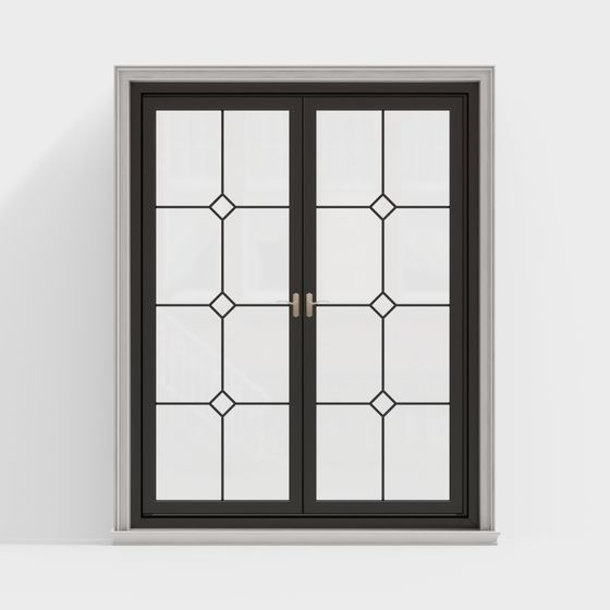 Elegant Double Door Window 3D model