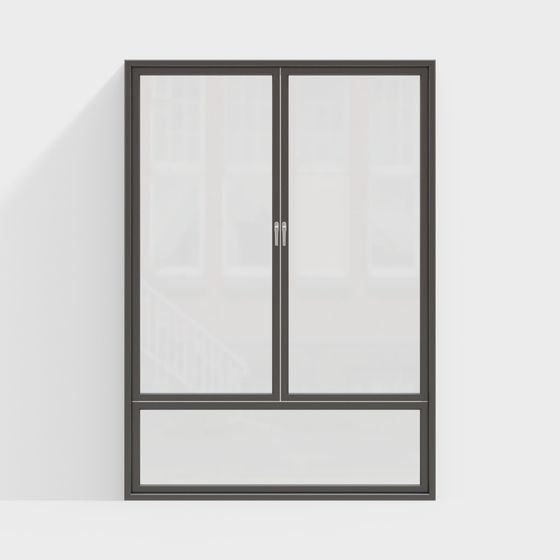 Minimalist Double Door Window 3D model