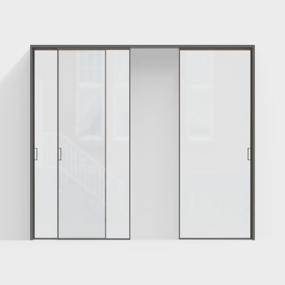 Modern Sliding Door 3D Model - Gray Design
