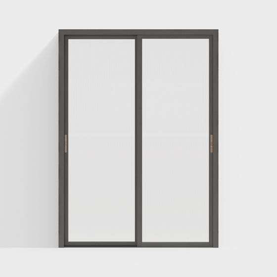 Stylish Low-Poly Glass Sliding Door 3D model
