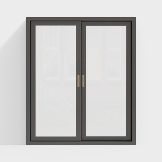 Sleek Double Door Window 3D model for Interior Design