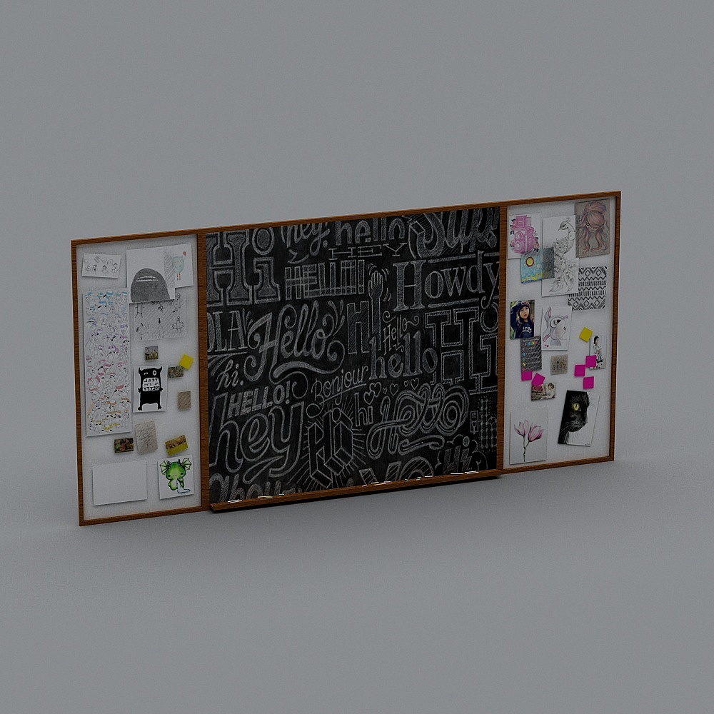 Creative Low-Poly Bulletin Board 3D Model