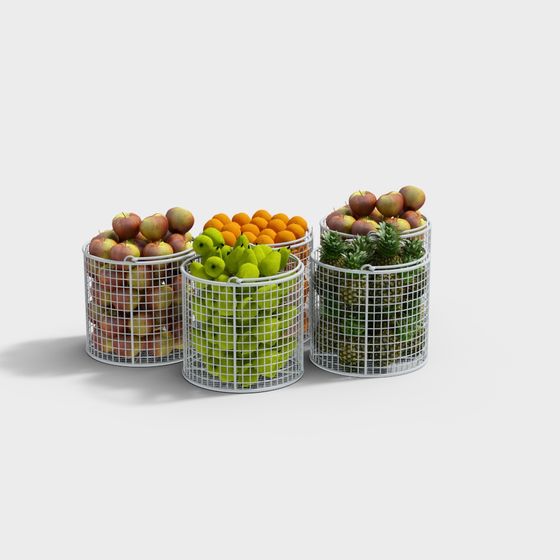 Colorful 3D Fruit Basket Model for Creative Projects