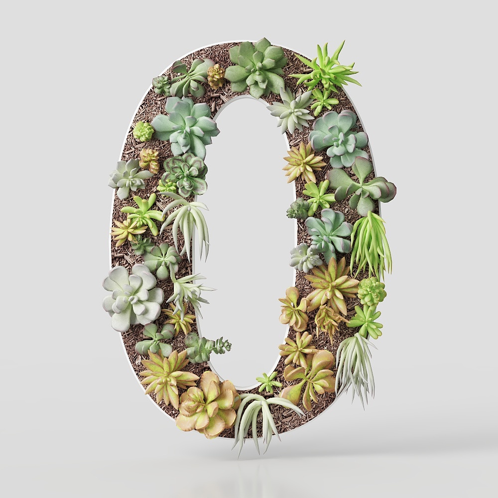 Succulent Letter O 3D model