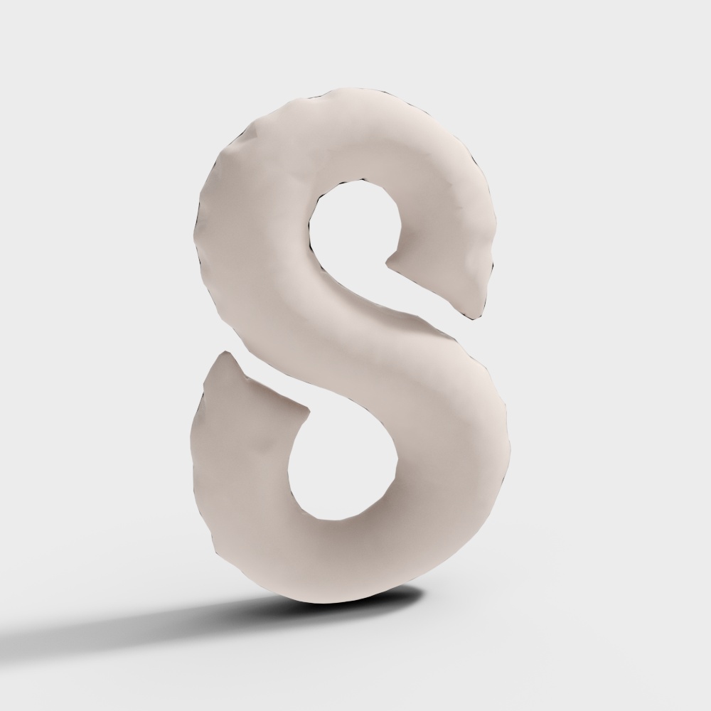 Stylish S Letter 3D model – Low Poly Design