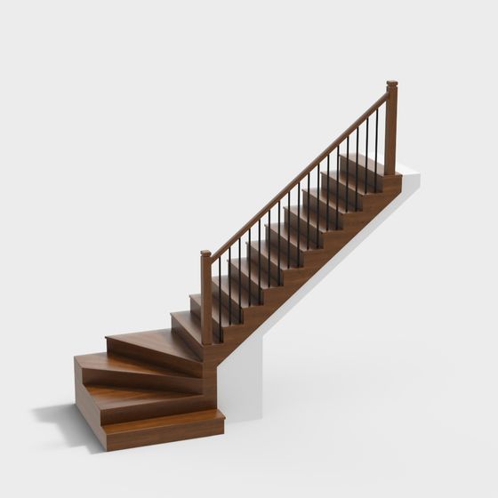 Charming Low-Poly Wooden Staircase 3D model