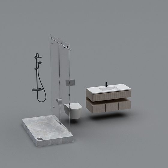 Elegant Low-Poly Bathroom 3D Model Set