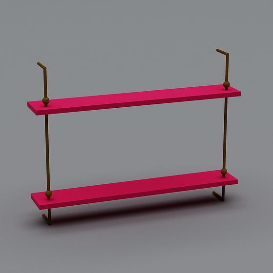 Stylish Dual-Layer Metal Bookshelf 3D model