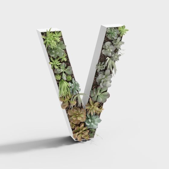 V-Shaped Green Plant 3D Model for Diverse Applications