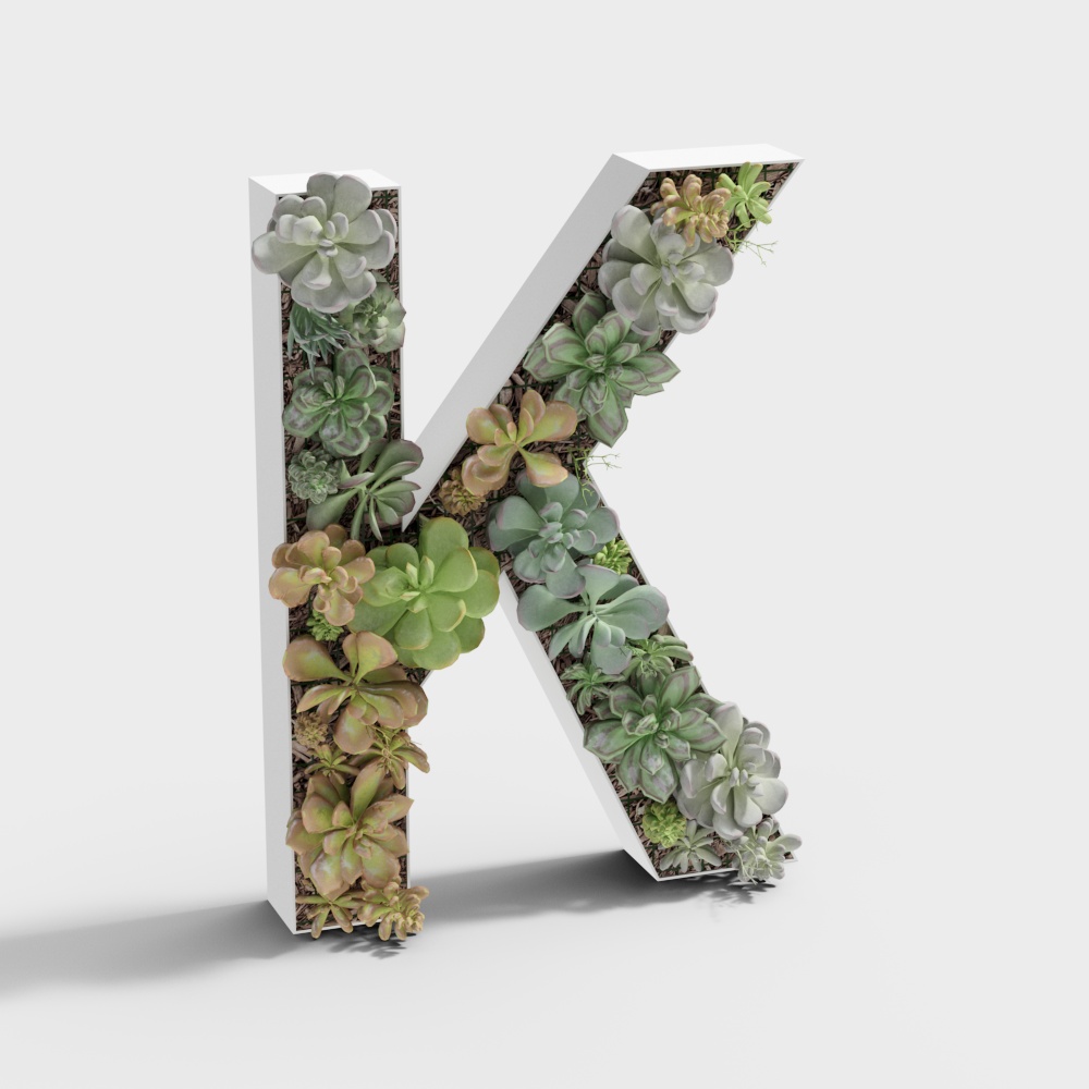 Vibrant Low-Poly Letter K 3D Model