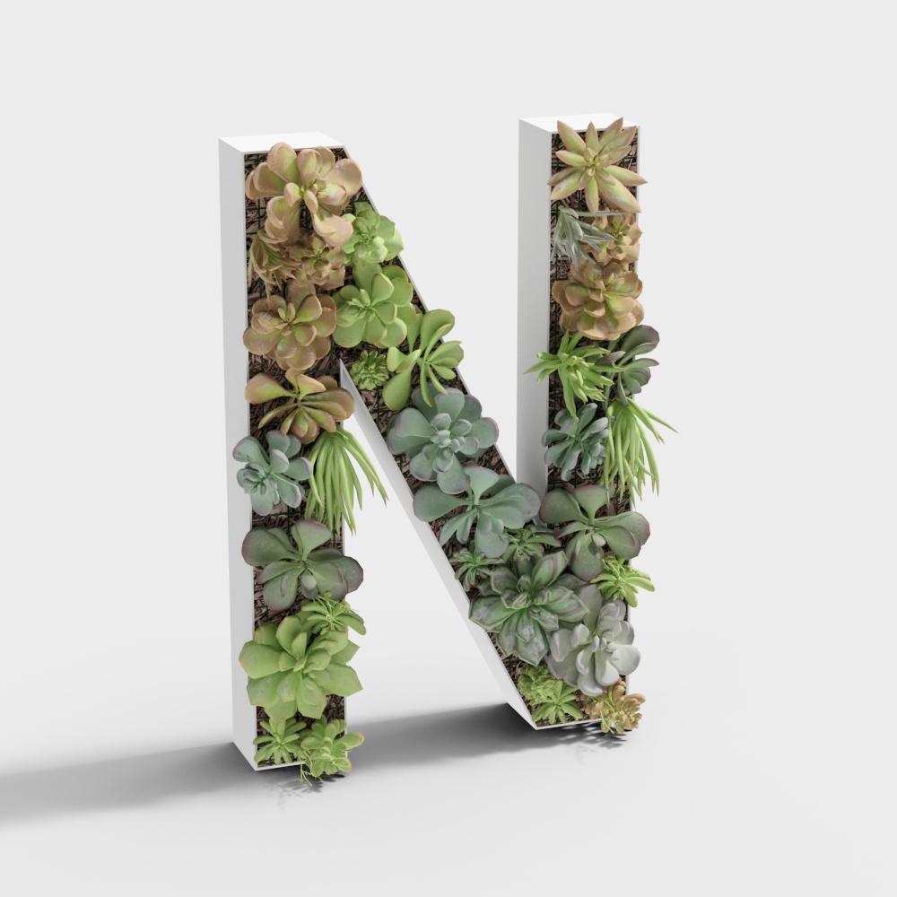 3D text N plant