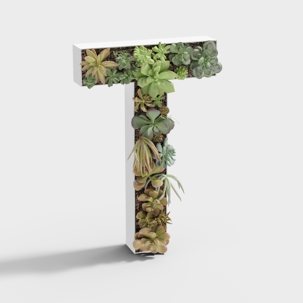 3D text T plant