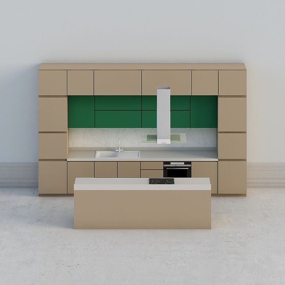 Modern Minimalist Kitchen 3D model Design