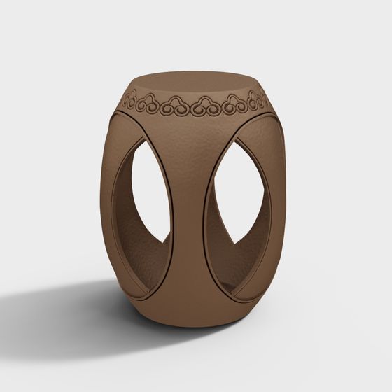Unique Dual-Hole Round Stool 3D model