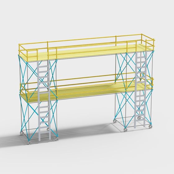 Vibrant Low-Polygon Modern Scaffolding 3D model