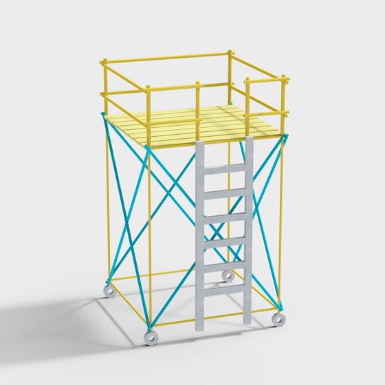 Low-Polygon Mobile Scaffolding 3D model