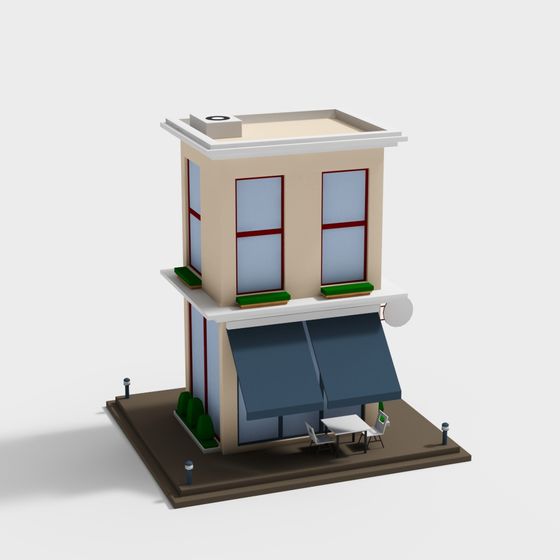 Low Poly Building 3D Model for Designers