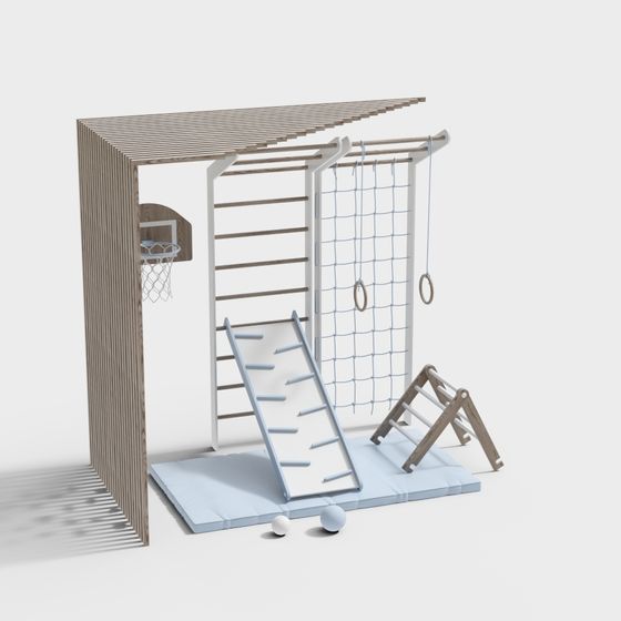 Vibrant Outdoor Fitness Playground 3D model