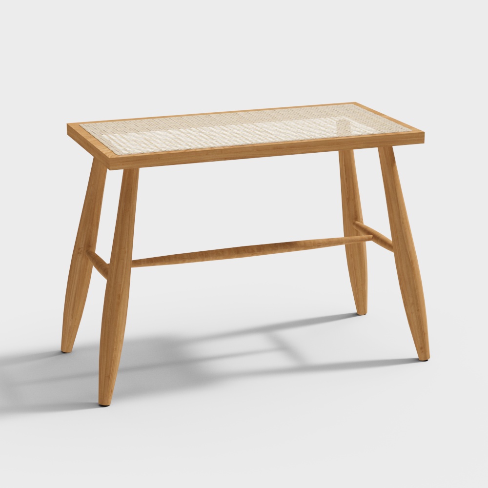 Mid-Century Modern Side Table 3D Model – Retro Wood Design