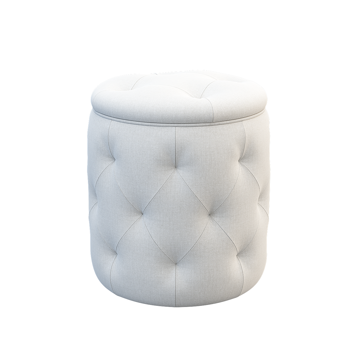 Elegant Storage Stool 3D Model – Quilted Upholstery Design