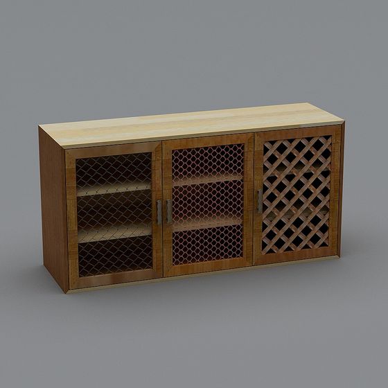 Minimalist Wooden Storage Cabinet 3D model
