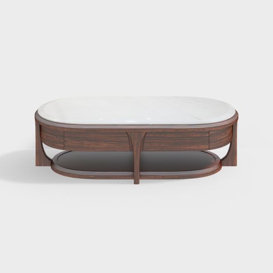 Elegant Oval Marble Coffee Table 3D model