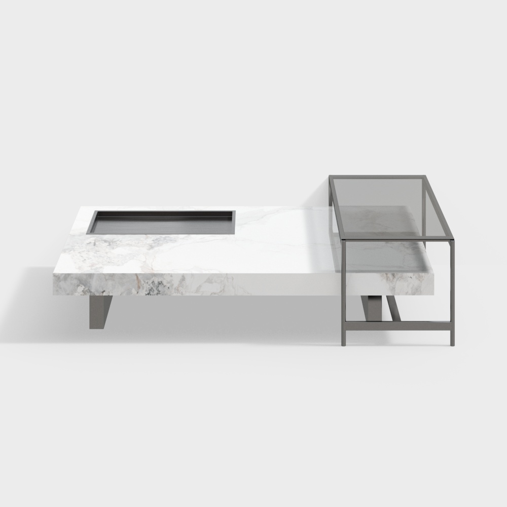 Table basse de salon en verre et métal style moderne Bosheng - Malmö-BSAB2082A