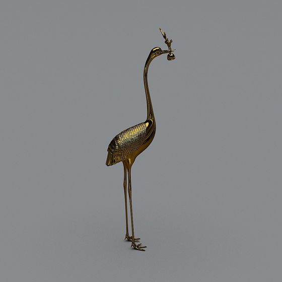 Elegant Golden Crane 3D model