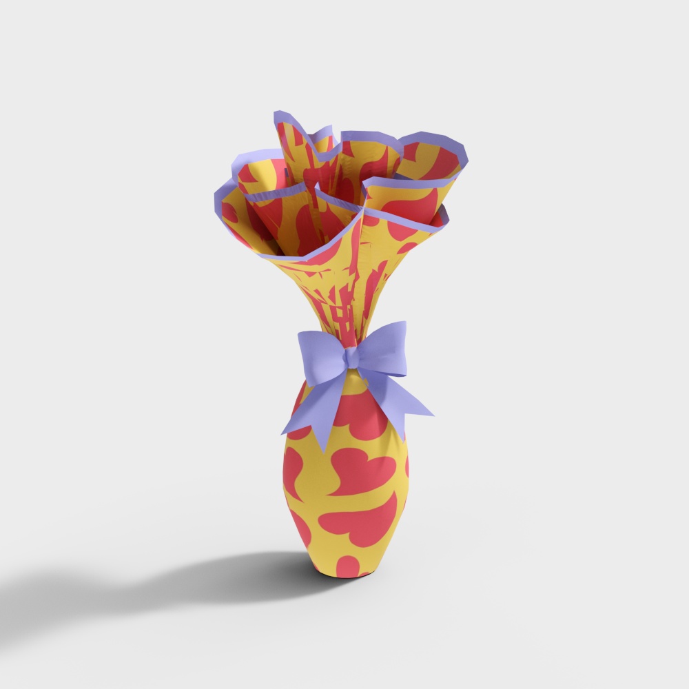 Vibrant Color Swirl Vase 3D Model – Low-Poly Artistic Decor