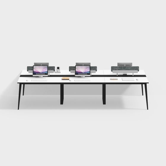 Modern Long Office Desk 3D model