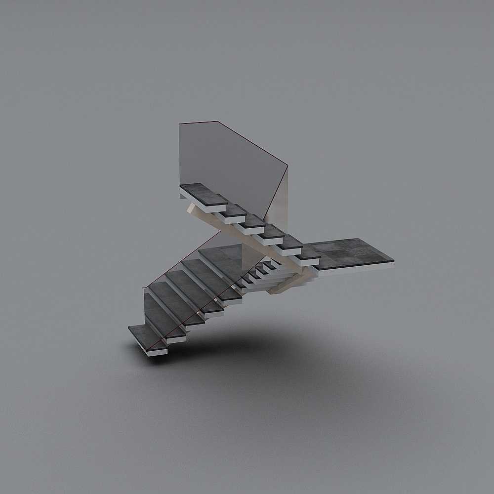 Low-Poly Industrial Style Staircase 3D model